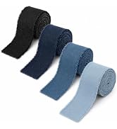 ZNZAKKA 8 Yards Denim Fringe Trim, Frayed Edge Jean Trim for Sewing Crafts | 1.6 inch Vintage den...