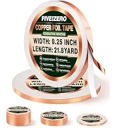 FIVEIZERO Copper Foil Tape 1/4 Inch x 21.8 Yards, Conductive Adhesive Copper Foil for Stained Gla...