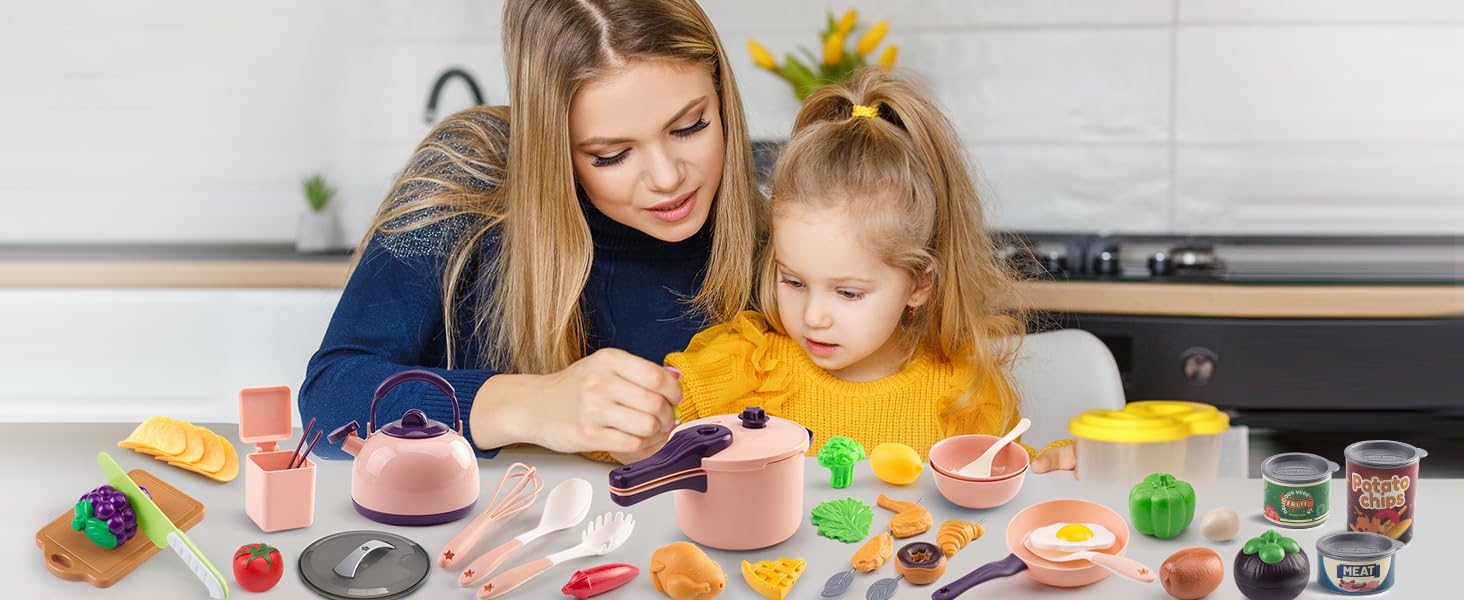 Educational kitchen gift: 120 realistic pieces promote learning through fun pretend play.