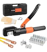 HZLZRZ Hydraulic Crimping Tool and Wire Crimping Tool Kit, Range 12AWG-2/0AWG, 9 Pairs Of Dies Fo...