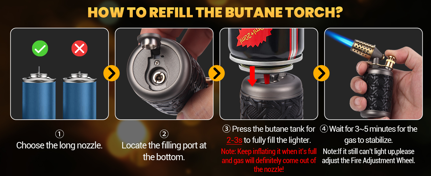 How to refill the butane torch lighters
