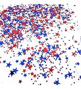 WEIKA 30g Red White Blue Star Confetti, Patriotic 4th of July Table Confetti, 4th of July Decorat...
