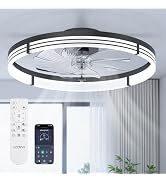 addlon Ceiling Fans with Lights and Remote, 24'' Low Profile Ceiling Fans, 3000-6000K Dimmable Mo...