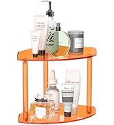 Sezanrpt 2 Tier Countertop Corner Organizer Shelf 7x7x8 Inch, Orange Acrylic Bathroom Corner Shel...