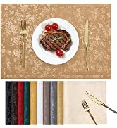 Smiry Rectangle Place Mats, Waterproof Heavy Duty Vinyl Placemats 6 Pack | Wipeable Washable Tabl...