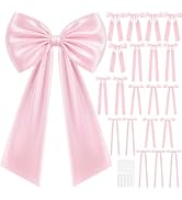 RELBRO Large Pink Bow Set Decor, 46 X 20 Inch, 21 Pcs | 1 Pcs Big Pink Satin Bow, 20 Pcs Small Ri...