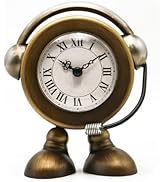 YOUKI Vintage Robot Table Clock on Stand, Decorative Desk and Shelf Clock, Rustic Mantel Clock Fa...