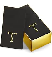 50-Pack Linen-Feel Mongrammed Napkins Black Paper, 12