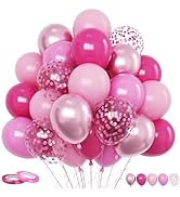 Funhot Pink Balloons Set, 60PCS Hot Pink Latex Balloons, 12Inch Pink Confetti Balloon Pastel Pink...