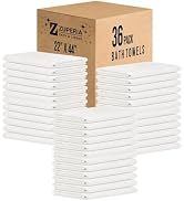 ZUPERIA White Bath Towels Bulk - 22 x 44 Inches, 100% Cotton Economy Light Weight Towels for Comm...