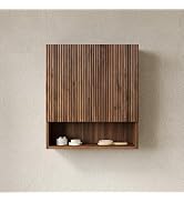 USHOWER Dark Walnut Bathroom Wall Cabinet with Fluted Doors & Open Shelf | Thickened MDF Medicine...