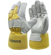 Cxqunzon Leather MIG Welding Gloves - Heat Fire Resistant for Welding/Grilling/BBQ/Fireplace(Blac...