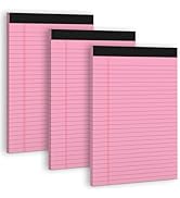 Pink Legal Pads 8.5 x 11 Wide Ruled Notepads, 3 Pack Note Pads 8.5 x 11 Lined Paper Pink Writing ...