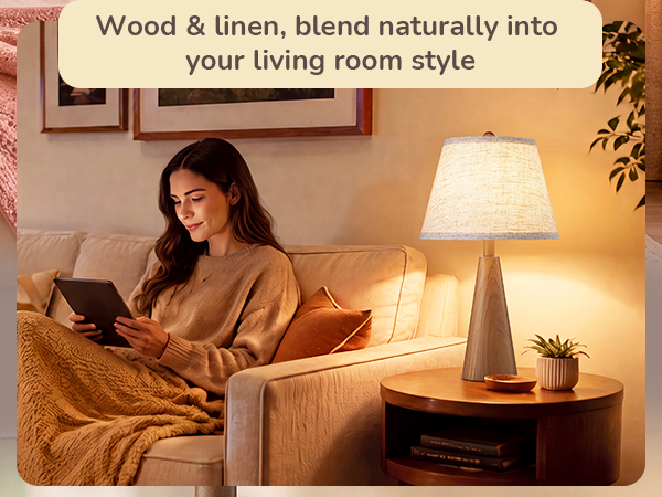Mid Century Wood Table Lamp for Living Room