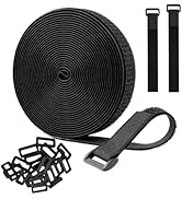 Adjustable Cable Straps with 24 Buckles Black Reusable Fastening Ties for Cable Tidy DIY Sewing P...