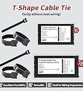 ResBamotix Reusable Hook and Loop Cable Ties 50 Pack, Thickened T-Shaped Cord Organizer, Heavy Du...