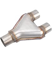 FGJQEFG T409 Stainless Steel Y Pipe 2'' Inch Single to 2'' Inch Dual Stamped Exhaust Adapter Conn...