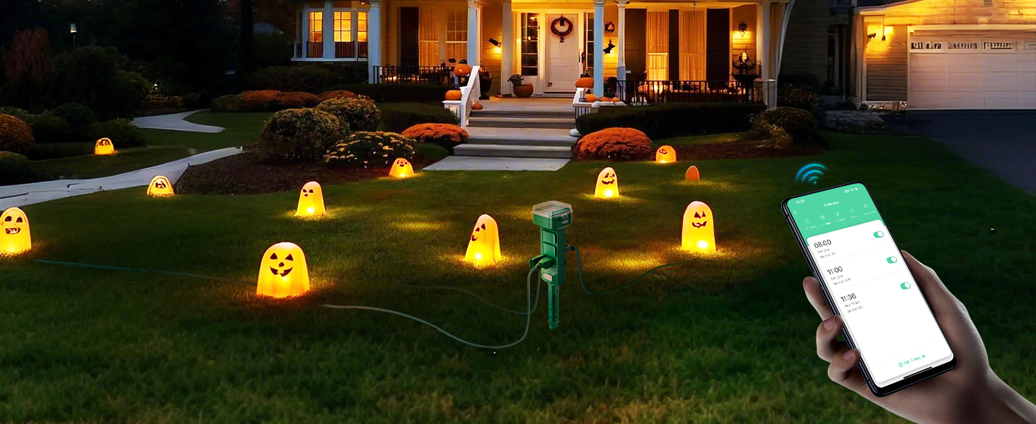 halloween extension cord 6 outlet outdoor power stake