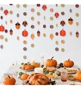 jijAcraft Fall Leaf Garland Banner – 4PCS Thanksgiving Garland, Fall Decorations with Maple Leave...