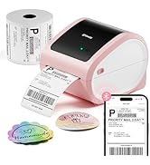 Omezizy Bluetooth Shipping Label Printer with 1 Roll Labels - D520BT Pink Thermal Label Printer, ...