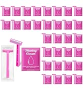 Womens Shaving Cream Bulk Travel and Women's Disposable Razors Individually Wrapped,0.53oz Shave ...