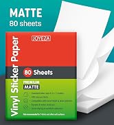 JOYEZA Premium Printable Vinyl Sticker Paper for Inkjet Printer - 80 Sheets Matte White Waterproo...