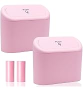 Car Trash Can Bin with Lid - 2 Packs Universal Vehicle Mini Leakproof Garbage Can Bin with 40pcs ...