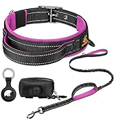 DAGANXI Dog Collar Adjustable Soft Neoprene Padded Breathable Reflective Strip Nylon Collar for S...