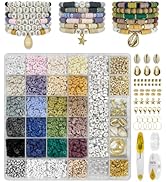 ClaBead Clay Beads Bracelet Making Kit 6300 Pcs for Adults, 24 Neutral Colors 6mm Clay Beads for ...