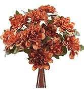 Uieke 6PCS Artificial Daisy Mums Flowers with Stem, Burnt Orange Silk Flowers Arrangement for Hom...