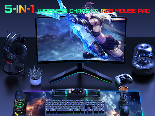 5-in-1 wireless charging mouse pad