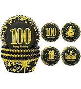 qiqee 100th Birthday Cupcake Liners 200PCS Muffin Liners 4 Designs Birthday Cupcake Papers Baking...