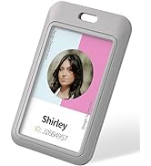 Uniclife 3 Pack Sliding ID Badge Holder Vertical Hard Plastic Case with Clear Window Grey Card Pr...