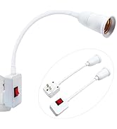 bluedery E27 Light Socket to US Plug Adapter, Bulb Holder Converter with Switch, 360-Degree Flexi...