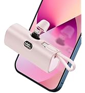 Small Battery Charger for iPhone Built-in USB C Cable Charge Battery Pack 2 in 1 Little Charger f...