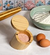 angled salt cellar with pink himalayan salt in kitchen