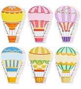 Vuzvuv 60 Pcs Colorful Hot Air Balloons Paper Cutouts 7.2 x 4.8 Inch Name Tags Labels for Spring ...