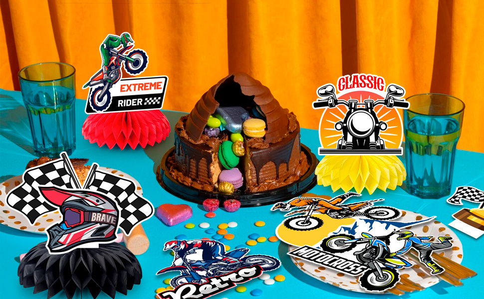 dirt bike party centerpieces