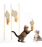 Goosheep 15.8inch 3Pack Interactive Cat Wand Toy for Indoor Cats Teases for Bored Indoor Adult Ca...