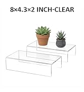 Sezanrpt Acrylic Shelf Riser 8x4.3x2 pack of 2, Clear Display Shelf 12” for Shoes, Glasses, Plant...