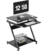 Need Rolling Computer Desk Mobile Desk Laptop Stand Desk PC Table with Sliding Keyboard for Home ...