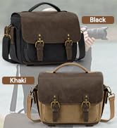 RAINSMORE Camera Bag, Vintage DSLR/SLR/Mirrorless Cameras Case Washed Canvas & Microfiber Leather...