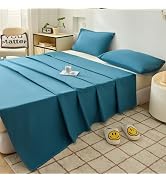 Waterproof Bed Sheet Flat Sheets Lightweight, Mattress Protector Sheet for Bed Couch (Blue, Queen)