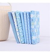 7Pcs Blue Cotton Craft Fabric Bundle Squares Patchwork DIY Sewing Scrapbooking Quilting Floral Do...