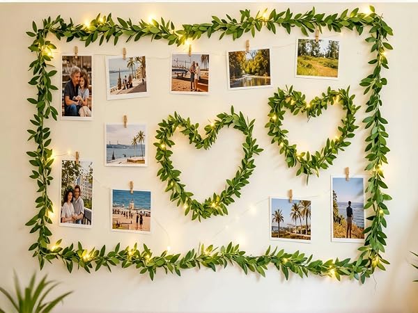 Artificial Vine Greenery Garland, 265 Feet Green Leaves Ribbon Fake Ivy Leaf Garland for DIY Wedding