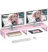 Gugsey Dual Computer Monitor Stand Riser, Desk Organizers and Accessories, Printer & TV Stand, De...