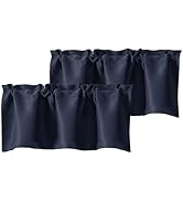 Chyhomenyc Navy Blue Valances for Window, Room Darkening Short Curtains for Kitchen Bedroom Livin...