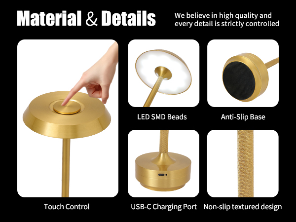 GKKBO Wireless Desk Lamp Rechargeable 5000mAh Battery Powered