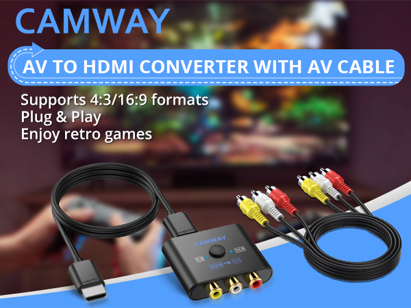CAMWAY RCA to HDMI Converter with AV Cable