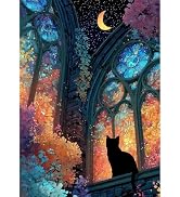 DIADAY Black Cat Diamond Painting Kit, Stained Glass Diamond Art 12x16 Inch | 5D Diamond Art Kits...